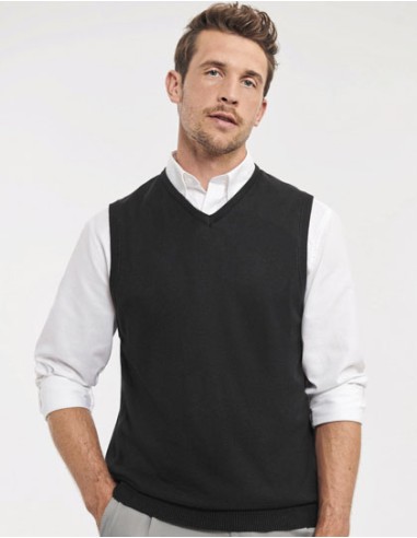 RUS-0R716M0-Men's V-Neck Sleeveless Knitted Pullover